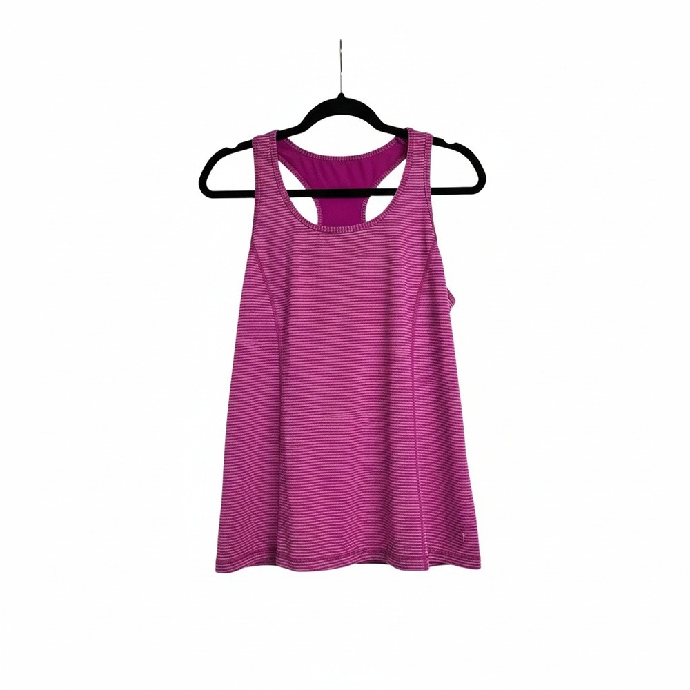 Danskin Now Dri-More Racerback Tank Top Medium 8-10 Striped Purple Activewear